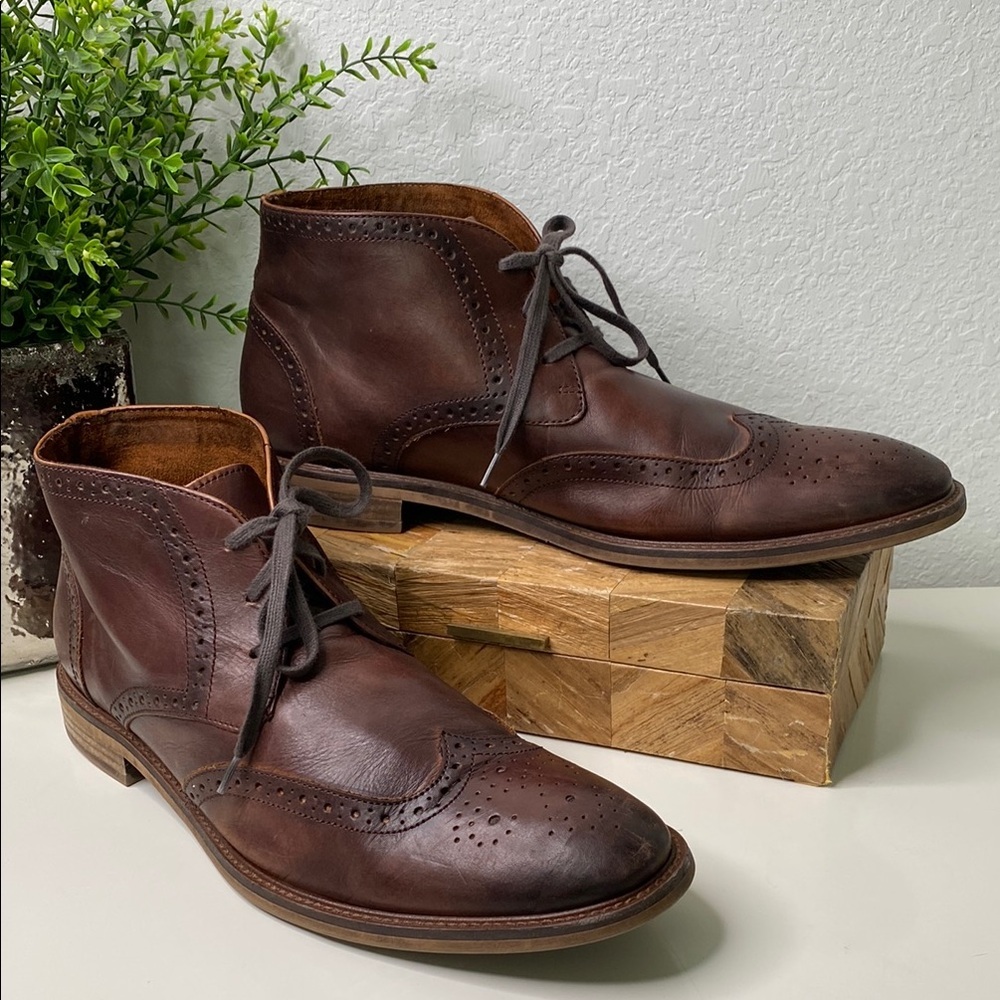 Blake McKay REID Brown Leather Brogue‎ Wingtip Chukka Boots Size 13
